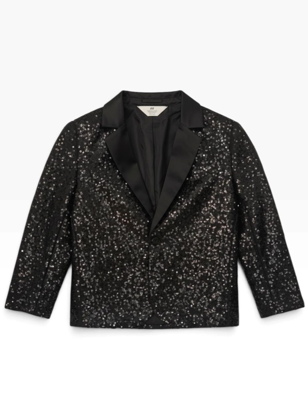 NWT H&M Black Sequin Tuxedo Blazer Jacket